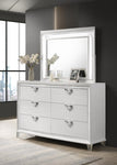 ZUN Prism Modern Style 6-Drawer Dresser with Mirror Accent & V-Shape Handles in White B009133858