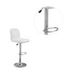 ZUN Adjustable stool Chair White Faux Leather Clean Lines Seat Chrome Base Modern Set of 2 Chairs / B011P151352