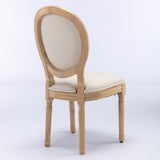 ZUN A&A Furniture,French Style Solid Wood Frame Antique Painting Linen Fabric Back Dining Chair,Set of W1143141070