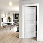 ZUN CRAZY ELF 32" x 84" Five Grid Real Primed Door Slab, DIY Panel Door, Modern Interior Barn Door, W936104290