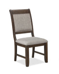 ZUN Traditional 2pc Vintage Allure Rich Brown Finish Side Chair Gray Upholstered Fabric Seat Back B011135095