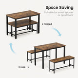 ZUN Dining Table Set, Bar Table with 2 Dining Benches, Table Counter with Chairs, Industrial for W1668P143137