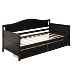 ZUN Twin Wooden Daybed with 2 drawers, Sofa Bed for Bedroom Living Room,No Box Spring Needed,Espresso WF192860AAP