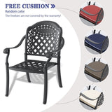 ZUN Cast Aluminum Patio Dining Chair 6PCS With Black Frame and Cushions In Random Colors W171091758