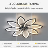 ZUN 35Inches Ceiling Fan with Lights Remote Control Dimmable LED, 6 Gear Wind Speed Fan Light W2009119866
