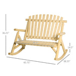 ZUN Double Wooden Porch Rocking Bench, Adirondack Porch Rocker Chair, Heavy Duty Loveseat for 2 Persons W2225142479