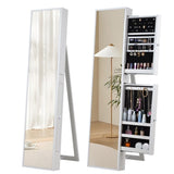 ZUN Fashion Full Mirror Standing Mirror Jewelry Cabinet With Two Storage Drawer W40794522