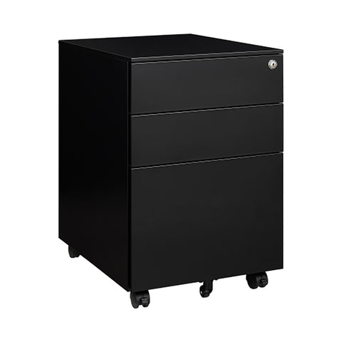 ZUN Metal 3 Drawer File Cabinet, Rolling File Cabinet with Lock Under Desk, Small Black Filing Cabinets 88329536