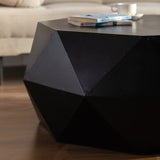 ZUN 38"Three-dimensional Embossed Pattern Design American Retro Style Coffee Table,Black Tabletop W757134932