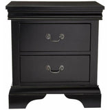 ZUN Louis Wooden Nightstand With Two Drawers In Black Finish SR014725
