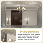ZUN 40x30inch Silver Rectangular Wall-mounted Beveled Bathroom Mirror,Square Angle Metal Frame Wall W2091126966