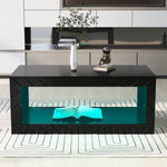 ZUN U-Can Modern LED Coffee Table, High Glossy Rectangle Coffee End Table with 16 Colors LED Lights, One WF306721AAB