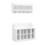 ZUN ON-TREND Shoe Storage Bench with Shelves and 4 Hooks, Elegant Hall Tree with Wall Mounted Coat Rack, WF313576AAK