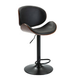 ZUN HengMing Bentwood Adjustable Bar Stools , Upholstered Swivel Barstool, Mix color PU Leather W21222002