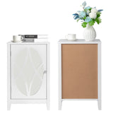 ZUN FCH 2pcs 38*33*60cm Density Board Spray Paint Smoked Mirror Single Door Carved Bedside Table White 16360984