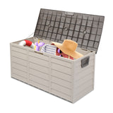 ZUN 75gal 260L Outdoor Garden Plastic Storage Deck Box Chest Tools Cushions Toys Lockable Seat 98777319