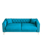 ZUN Sophisticated Sofa Set: 83" Blue Velvet Triple Sofa with 2 Complimentary Pillows – Perfect for Both W1278131610