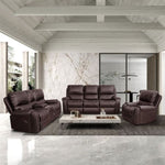 ZUN Faux Leather Reclining Sofa Couch 3 Seater for Living Room Brown W87683978