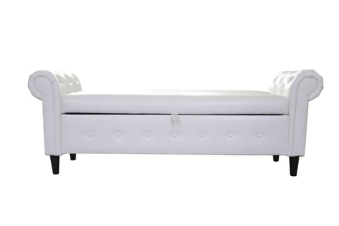 ZUN Multifunctional Storage Rectangular Sofa Stool- White 13414487