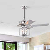 ZUN Ceiling Fans with Lights and Remote 52 Inch Bedroom Ceiling Fan with Light Crystal W1592P152962