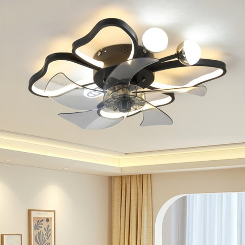 ZUN 19.7 Inch Light Ceiling with Lights Remote Control with Modern Butterfly Design Styling, Black, W1340103802
