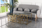 ZUN 3 Pieces Gold Square Nesting Glass End Tables- Small Coffee Table Set- Stainless Steel End Tables W133084093