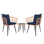 ZUN 3-Piece Patio Wicker Round 16 in. H Cafe Table Outdoor Bistro Conversation Set Rattan Chair with W1626138275