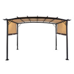 ZUN 350*280*230.5cm Aluminum Dark Brown Post Brown Adjustable Shade Fabric Curved Top Folding Shed 78735735