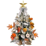 ZUN 2ft Mini Christmas Tree with Light Artificial Small Tabletop Thanksgiving Decoration with Flocked 86499044
