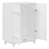 ZUN Wooden Wardrobe Cabinet with Hanging Rod, Storage Armoires with Doors ,White WF320864AAK