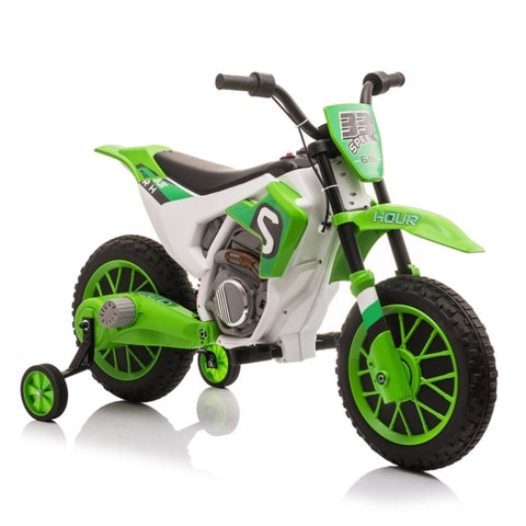 ZUN 12V Kids Ride on Toy Motorcycle, Electric Motor Toy Bike with Training Wheels for Kids 3-6, Green W2181137974