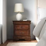 ZUN Classic Louis Philippe Style Brown Cherry Finish 1pc Nightstand of 2x Drawers Traditional Design B01155850