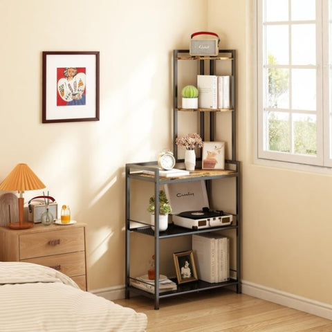 ZUN 5 Tier Corner Bookcase Shelf, Freestanding Corner Bookcase Unit Corner Table with W1401P156710