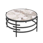 ZUN 32.48'' Round Coffee Table With Sintered Stone Top&Sturdy Metal Frame, Modern Coffee Table for W1071P144307