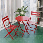 ZUN 3 Piece Patio Bistro Set of Foldable Round Table and Chairs, Red W1586P143160