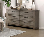 ZUN Rustic Style 1pc Gray Dresser of 6x Drawers Metal Hardware Wooden Bedroom Furniture B011P143958
