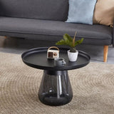 ZUN Smoke Glass Base with Black Painting Top Coffee Table, Living Room Center Table W1718130607