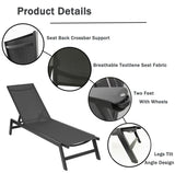 ZUN Outdoor 2-Pcs Set Chaise Lounge Chairs,Five-Position Adjustable Aluminum Recliner,All Weather for W41935028