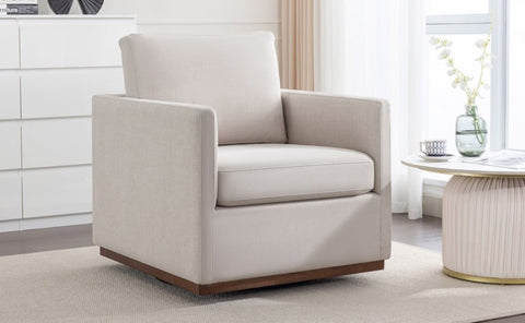 ZUN Mid Century Modern Swivel Accent Chair Armchair for Living Room, Bedroom, Guest Room, Office, Beige WF315697AAG