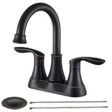 ZUN 2-Handle 4-Inch Oil Rubbed Bronze Bathroom Faucet, Bathroom Vanity Sink Faucets with Pop-up Drain 76322342