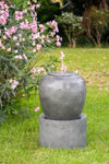 ZUN 19.5x19.5x32.5" Heavy Outdoor Cement Fountain Antique Gray, Cute Unique Urn Design Water feature For W2078125233