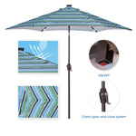 ZUN Outdoor Patio 8.7-Feet Market Table Umbrella with Push Button Tilt and Crank, Blue Stripes With 24 62497768