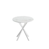 ZUN 31.5'' Modern Cross Leg Round Dining Table, White Marble Top Occasional Table, Two Piece Removable W757140955