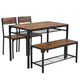 ZUN Dining Table Set for 4, Kitchen Table with 2 Chairs and a Bench, 4 Piece Kitchen Table Set for Small 78488543