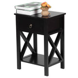 ZUN Nightstand Modern End Table, Side Table with 1 Drawer and Storage Shelf, Black 69102837