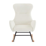 ZUN Cream white velvet rocking chair W58872237