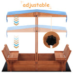 ZUN Wooden Sandbox with Convertible Cover Kids Outdoor Backyard Bench Play Sand Box 22530307