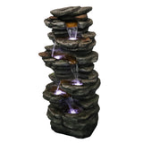 ZUN 40inches High Rocks Outdoor Cascading Waterfall with LED Lights, Soothing Tranquility for Home 92475615