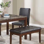 ZUN Classic Stylish Espresso Finish 5pc Dining Set Kitchen Dinette Faux Marble Top Table Bench and 3x B011P148645
