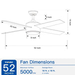 ZUN 52" Integrated LED Light Matte Black Blade Ceiling Fan with Remote Control W136760525